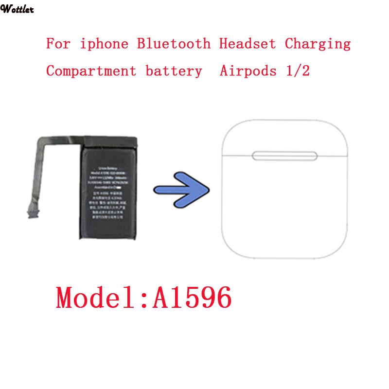 A1596 正品 400mAh 電池, 用於 Airpods 1 2 無線充電盒盒電池 A1596 020-00098