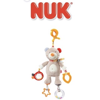 德國NUK絨毛玩具-小熊多功能吊掛式固齒玩偶 固齒器娃娃 固齒器玩具 NUK 固齒器 抓握玩具 搖鈴