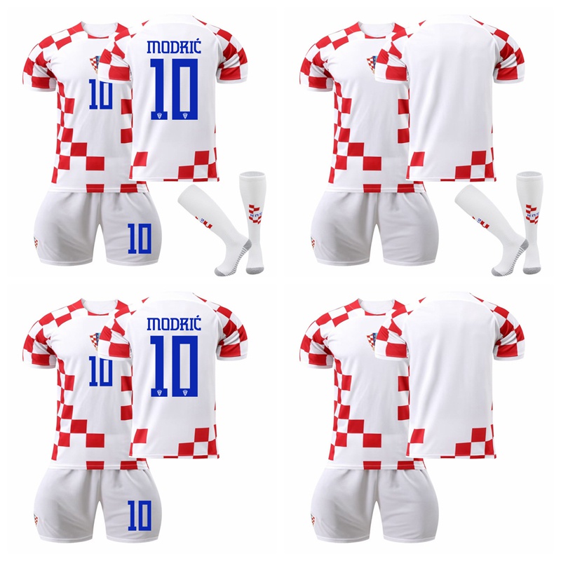 2022 年世界杯克羅地亞主場球衣套裝莫德里克足球套裝帶襪子