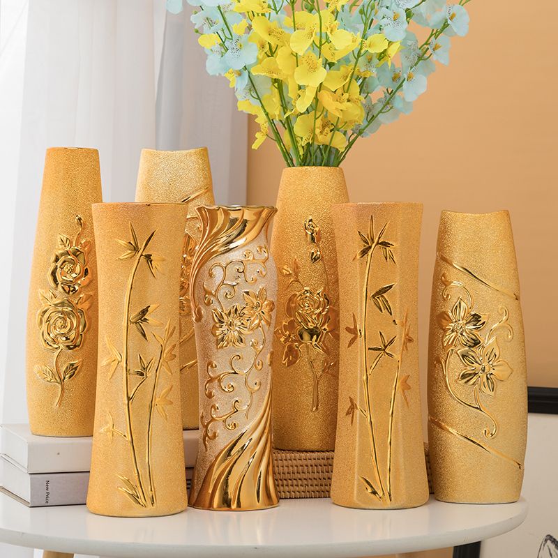 花瓶佛具 拜拜花瓶 供佛花瓶 金色花瓶 神桌花瓶 插花花器 乾燥花花瓶  金色陶瓷花瓶 可裝水花器裝飾品 家居客
