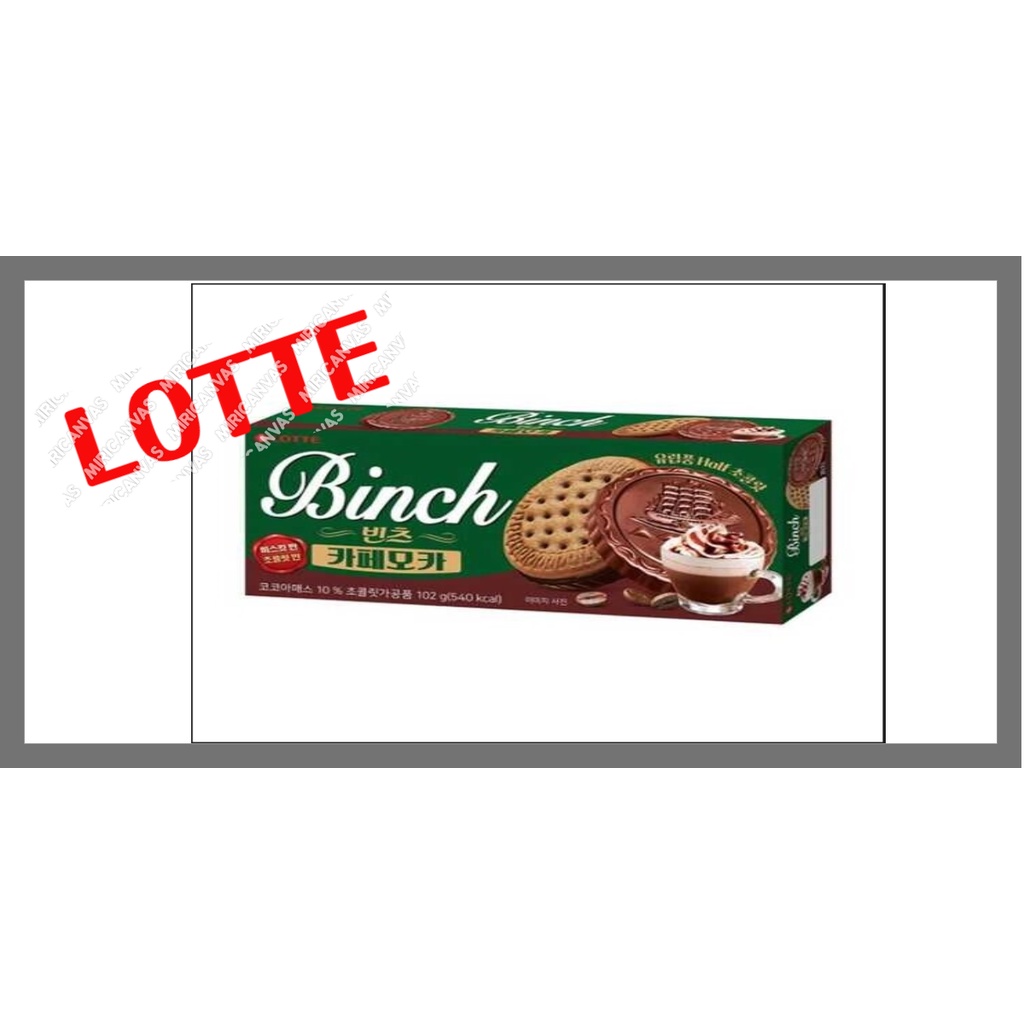 Lotte BINCH 摩卡餅乾, 餅乾 102G, 韓國