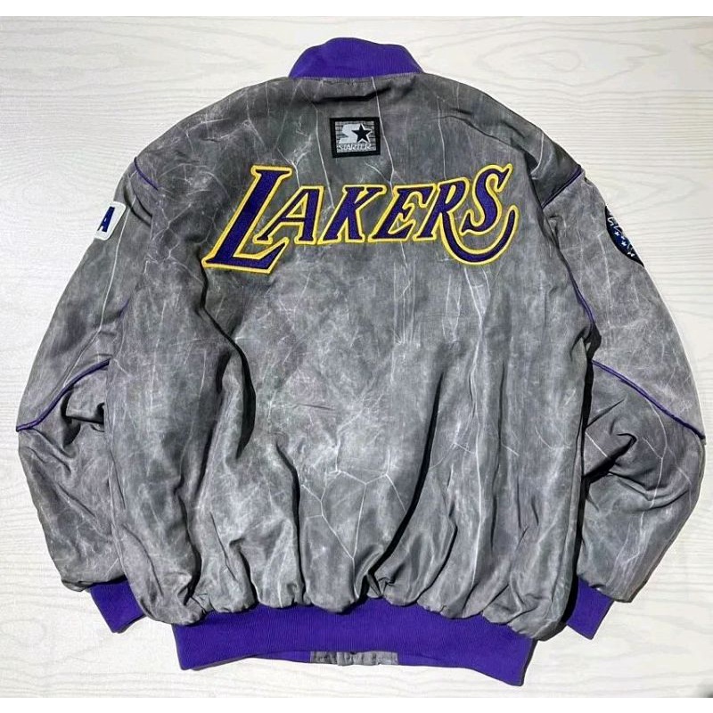 正品 STARTER LAKERS 湖人隊 棒球外套 夾克 嘻哈 饒舌 寬鬆 美版尺寸S~XL