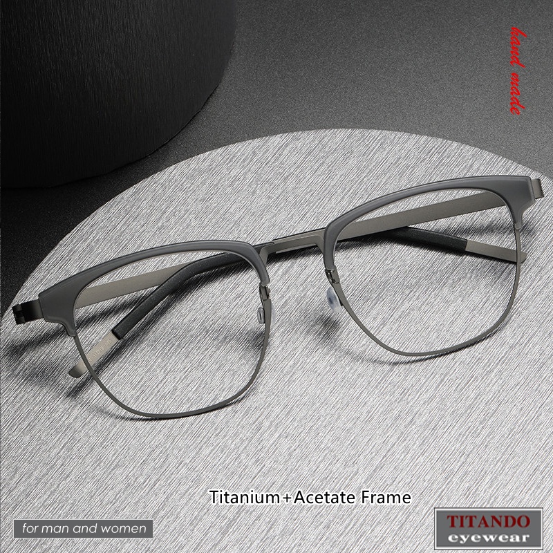 北歐風格 超輕薄wayfarer款式 鈦眼鏡框 無螺絲和無焊接設計男士女士光學眼鏡 Strip titanium9849