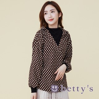 betty’s貝蒂思(15)點點微高領假兩件上衣(咖啡色)
