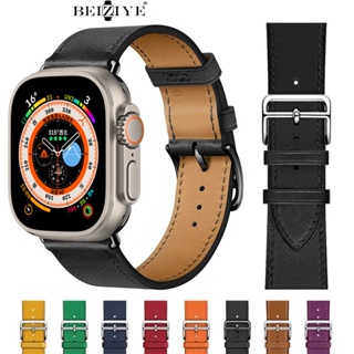 头层真皮錶帶 適用於Apple Watch Ultra 8代 7 SE 6 蘋果手錶帶皮革錶帶49mm 45mm 44