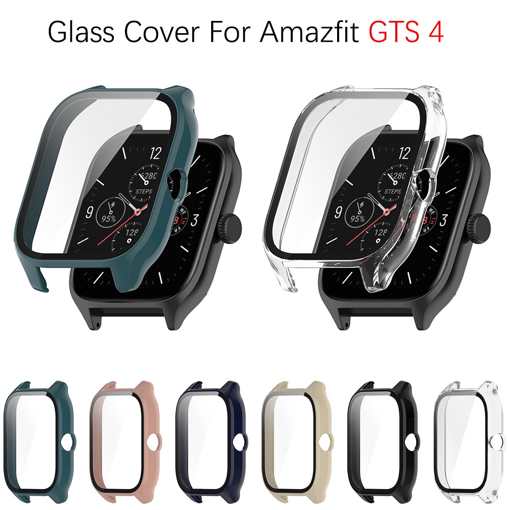 AMAZFIT 適用於 Huami GTS4 智能手錶屏幕保護膜的 PC 保護套 + 鋼化玻璃
