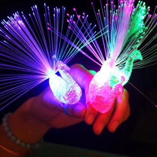 1pcs 孔雀手指燈多彩 LED 發光玩具燈兒童智力玩具小夜燈派對小工具遊戲道具