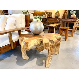 整塊柚木咖啡桌 邊桌 L80 W81 H46 cm- Coffee table or side table