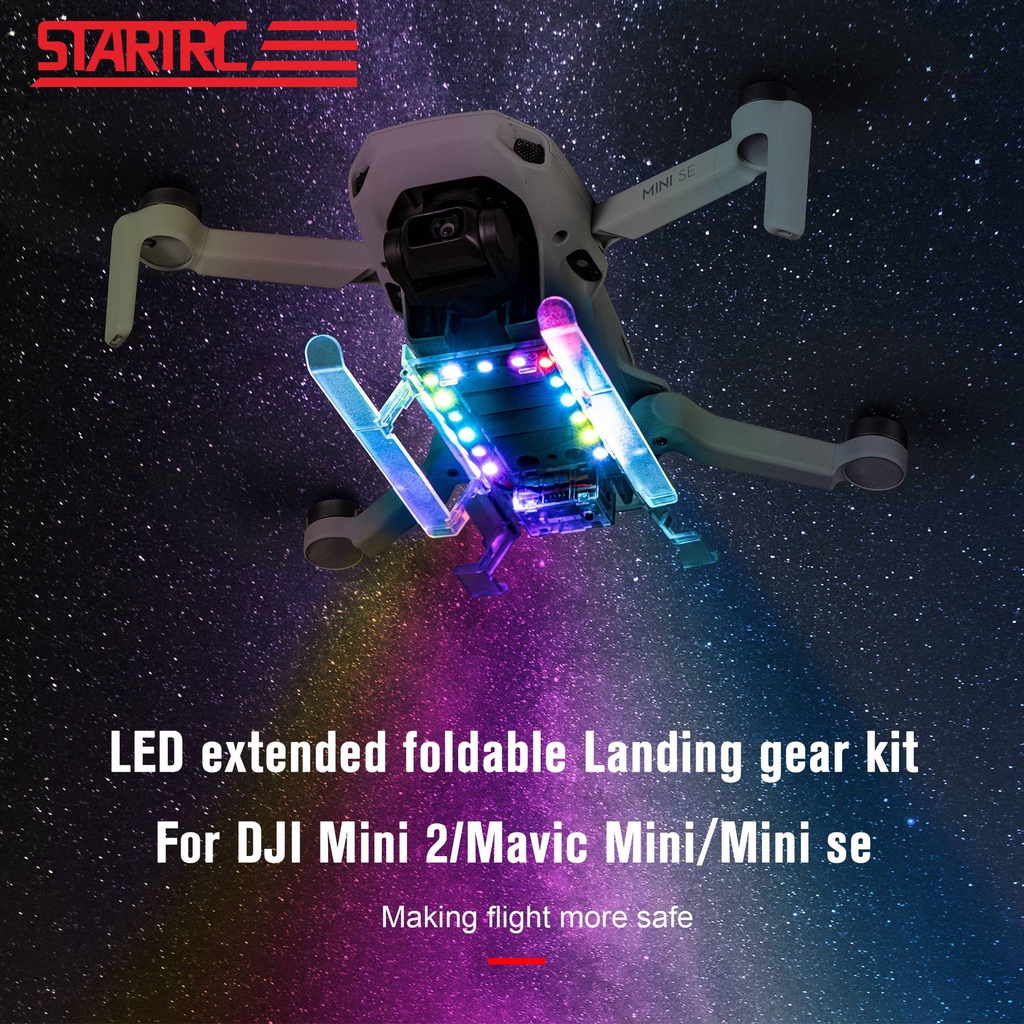 Dji Mini 2 LED 閃光燈起落架套件夜間飛行燈擴展可折疊著陸防滑 Mavic Mini SE 配件