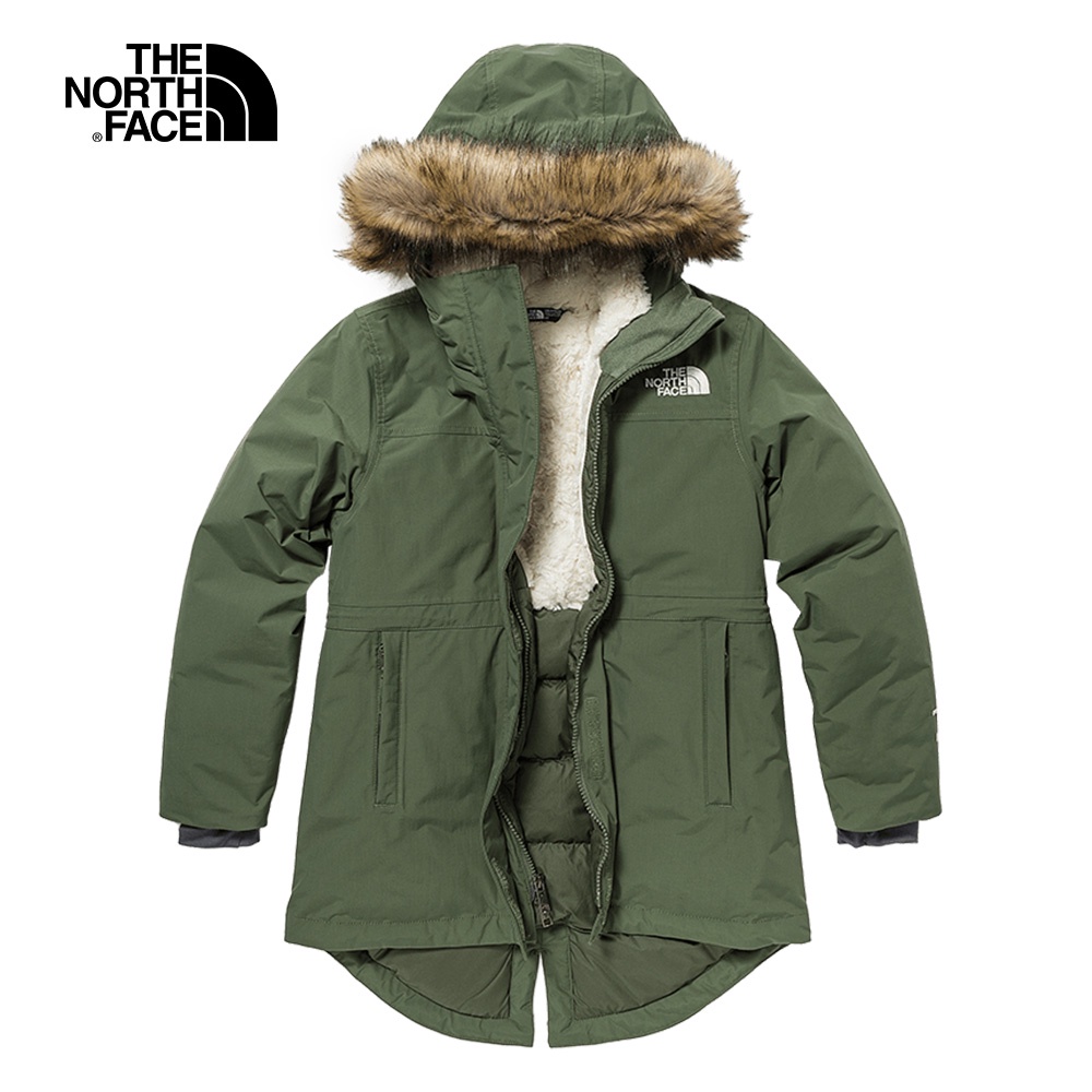 The North Face北面兒童綠色防水透氣保暖連帽羽絨外套｜7WOONYC