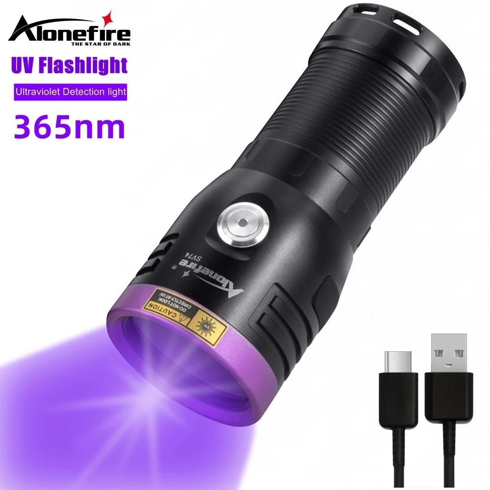 Alonefire SV74 80W Led 紫外線手電筒 365nm Usb 充電紫外線手電筒用於固化紫外線膠寵物尿漬