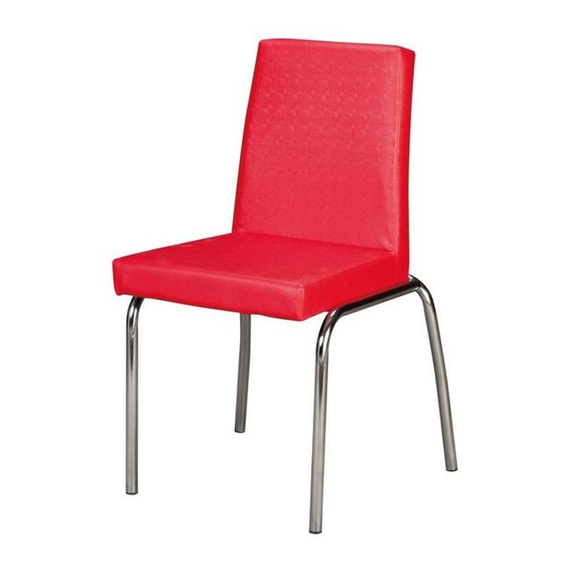 【PA1958-09】杜克電鍍餐椅(編織紅紋皮)(桃園以南請詢運費)
