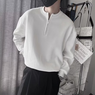 男士半拉鍊大學T 春秋款 潮潮牌秋季2022新款爆款秋裝上衣長袖t恤 韓版素色外套