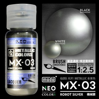 (大鳥叔叔模型) modo摩多製漆 MX-03 機械銀色 30ml 硝基漆