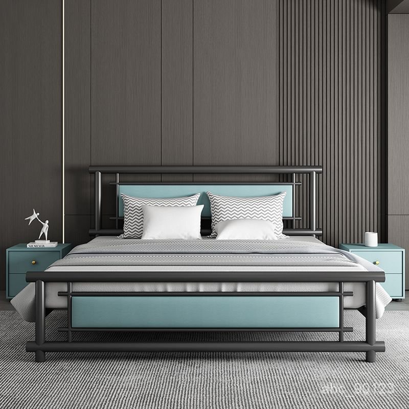 床架雙人加大 鐵藝床雙人1.8米北歐環保加固鐵床輕奢公寓齣租房1.5單人床1米