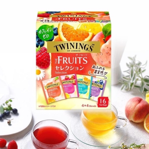 預購｜TWININGS 唐寧茶 綜合水果茶 茶包 16入 果實感 無咖啡因 水蜜桃 柳橙 覆盆子 檸檬 莓果 茶包 日本