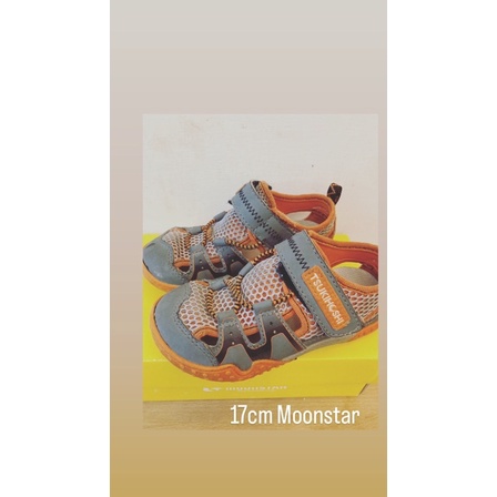 Moonstar二手17cm 橘灰涼鞋