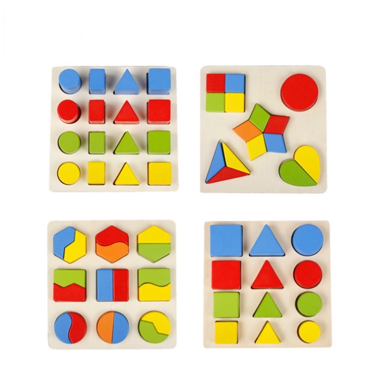 蒙氏早教教具 1-3歲寶寶形狀積木 配對顏色認知玩具 高低配對拼板 益智玩具