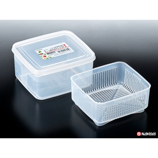 =BONBONS=日本 NAKAYA 食品用瀝水保鮮盒1.1L K230(T) 日本製 可微波 保鮮盒 日本保鮮盒