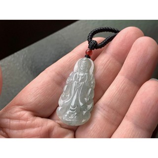 天然翡翠A貨 冰油青 飄花 正裝觀音 肉質細膩 翡翠掛件 手工精雕【琪臻珠寶 Qi-Zhen Jewelry】免運
