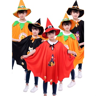 *BABY.萬圣節兒童服裝女巫女男童披風幼兒園表演魔法師斗篷道具cos套裝