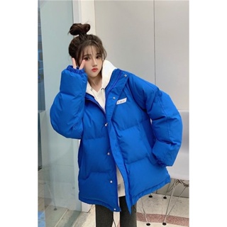克萊因藍棉服女加厚外套2022年新款學生面包服韓版寬鬆棉衣ins潮