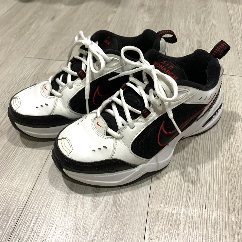 25cm Nike Air Monarch IV 白黑紅 不含鞋盒 二手鞋