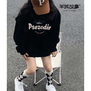【羊城故事】 大學t 原宿風上衣 oversize 大學t 韓國上衣 衛衣女 秋冬上衣 女生衣服 衣服 ins 風衣服