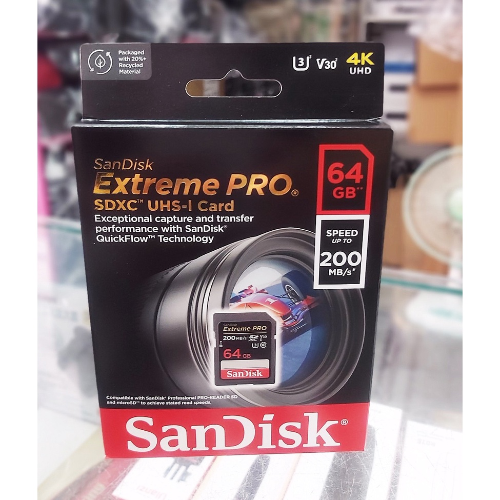 SanDisk EXTREME PRO SD U3 V30 記憶卡 200MB/S 4K 公司貨 64GB 64G 王冠