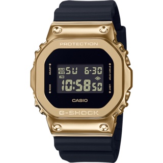 CASIO 卡西歐 G-SHOCK 工業風金屬色電子錶-黑x金 GM-5600G-9