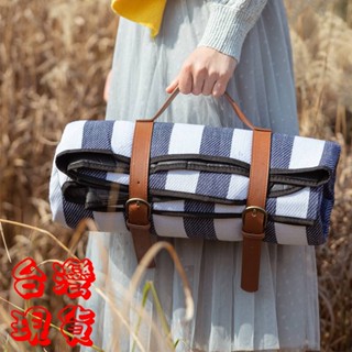 臺灣現貨加厚 皮革綁帶野餐墊 底部防水 戶外郊遊露營防潮墊野餐布【YV6097】BO雜貨