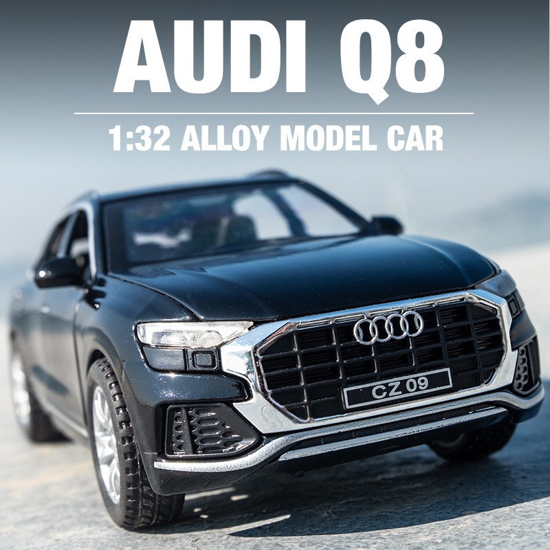 🔊 模型車 1:32 Audi 奧迪 Q8 仿真SUV豪華轎車合金汽車 合金車模 聲光迴力 汽車模型 裝飾收藏 禮物