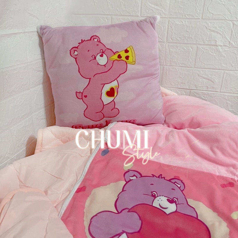 現貨💗CHUMI 愛心小熊 抱枕被子毯子 枕頭靠枕車用枕頭被子兩用超方便💓 彩虹熊Care Bears