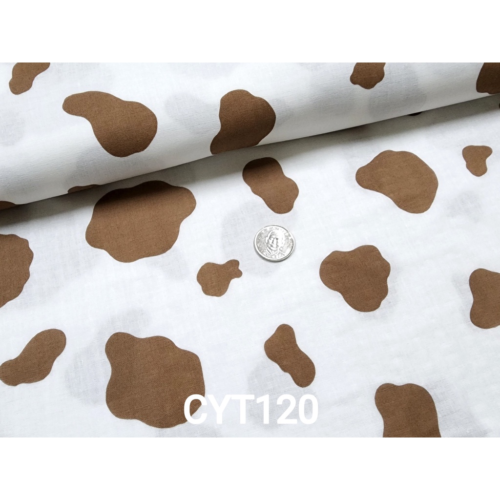 【蘇比拼布】日本二重紗 可可乳牛紋 CYT120  (以尺販售) 嬰兒沙布衣 DIY 手帕  口罩 口水巾 雙重沙