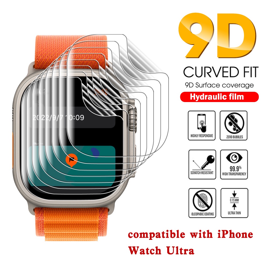 適用於 Apple Watch Ultra 的高透明水凝膠觸摸 Smartwatch 屏幕保護膜 TPU 手錶膜全覆蓋防