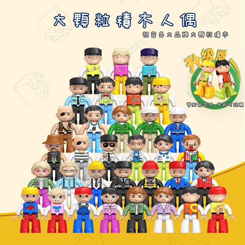升級版大顆粒積木人偶公仔 相容各大品牌大顆粒積木 大顆粒益智積木 積木角色 大顆粒積木配件