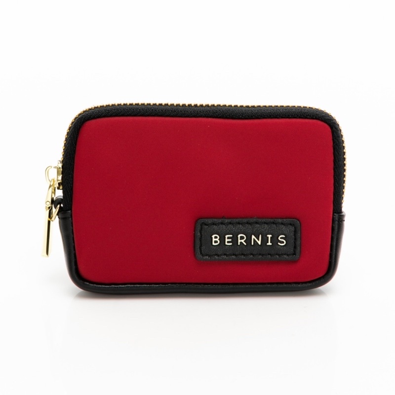 BERNIS 尼龍系列 萬用零錢包 收納包 卡包 小錢包 拉鍊包 嫣紅色 馬卡龍色