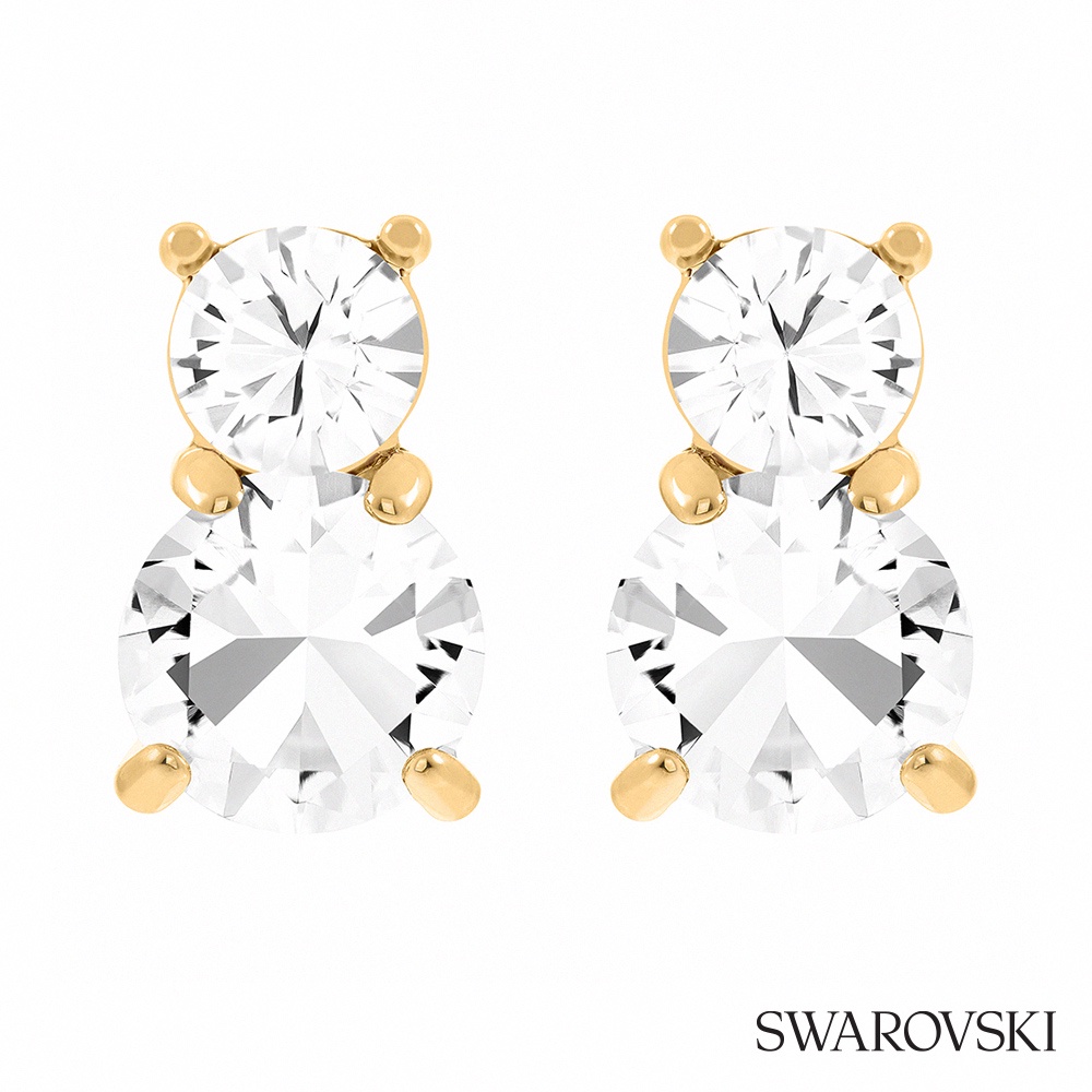 SWAROVSKI 施華洛世奇  Solitaire Double 耳釘 白色  鍍金色調