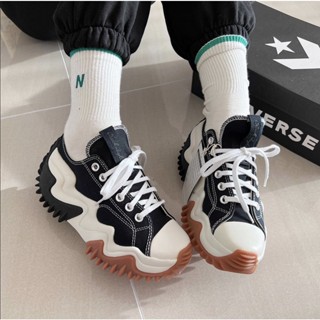 Converse Run Star Motion 厚底波浪帆布鞋 黑色低筒 (172895C)