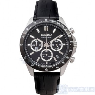 SEIKO精工 SBTR021手錶 日本限定款 黑麵 DAYTONA三眼計時 日期 黑色皮帶 男錶【澄緻精品】