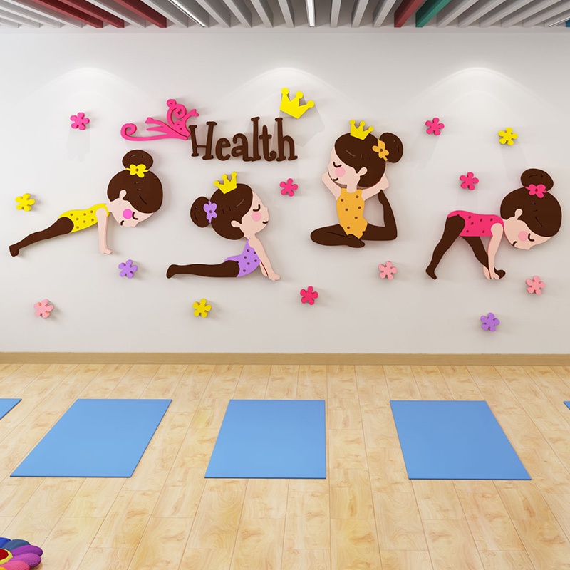 【DAORUI】舞蹈房裝飾藝術培訓班3d亞克力牆貼瑜伽房教室牆面佈置亞克力壁貼防水自粘