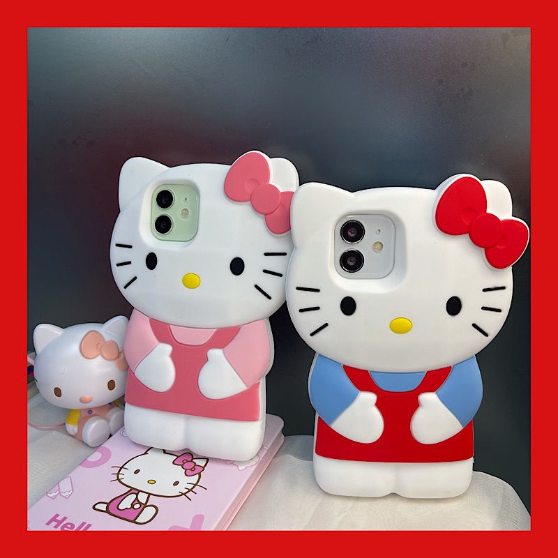 Hello Kitty 可愛立體矽膠手機殼適用於 iPhone 15 14 13 12 11 Pro MAX XR XS