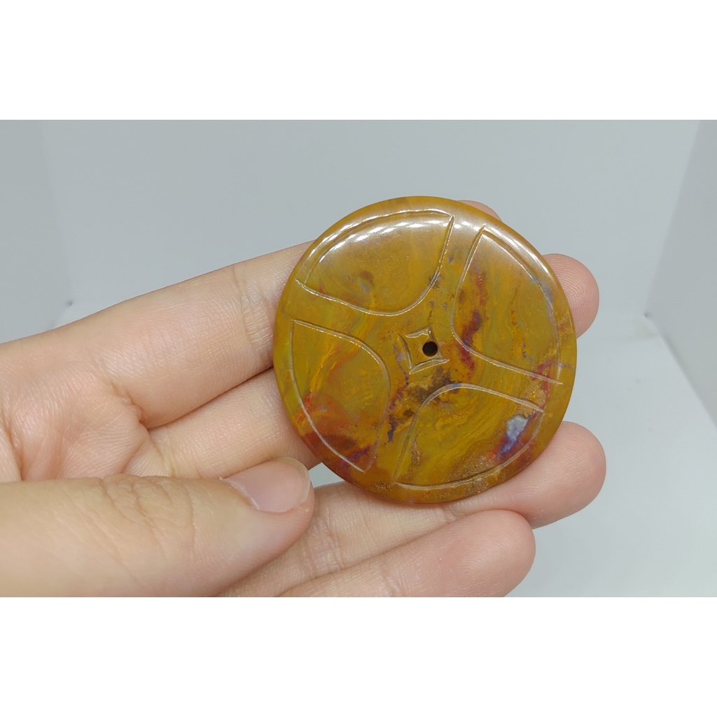 天然玉石-戰國紅瑪瑙 雕刻錢幣 A款