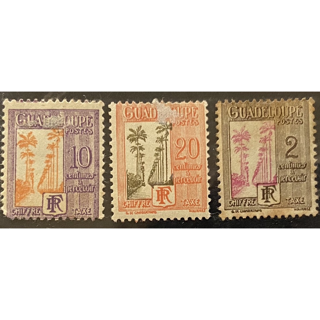 美洲郵票、瓜地洛普（法屬國外省份）郵票、3枚（新）、1928年。（B1201）