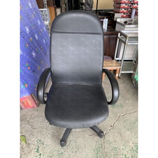 【全國二手傢具】黑色皮革面高背辦公活動椅/有扶手/無油壓/員工椅/OA椅/辦公椅/電腦椅/二手傢俱/二手辦公設備