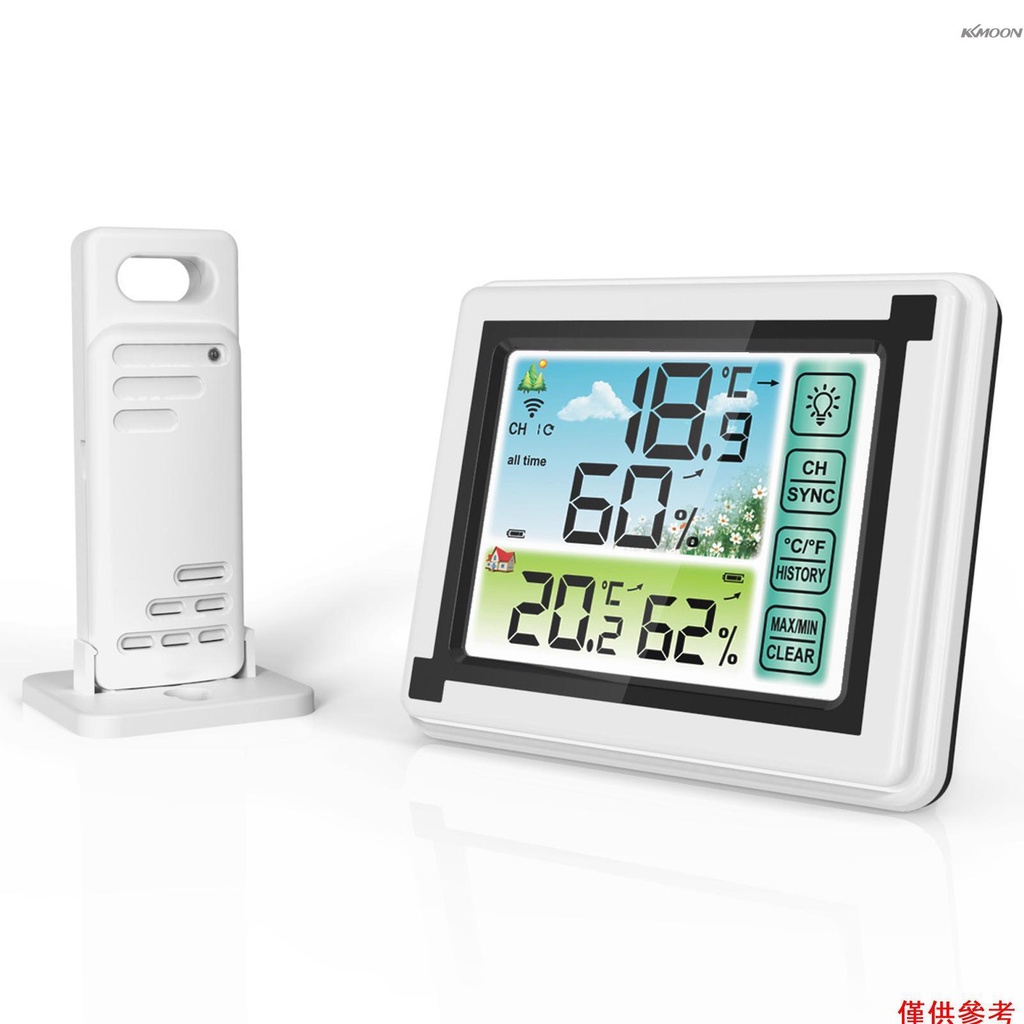 Kkmoon 室內室外無線溫濕度計溫度濕度監測天氣時鐘數字濕度計