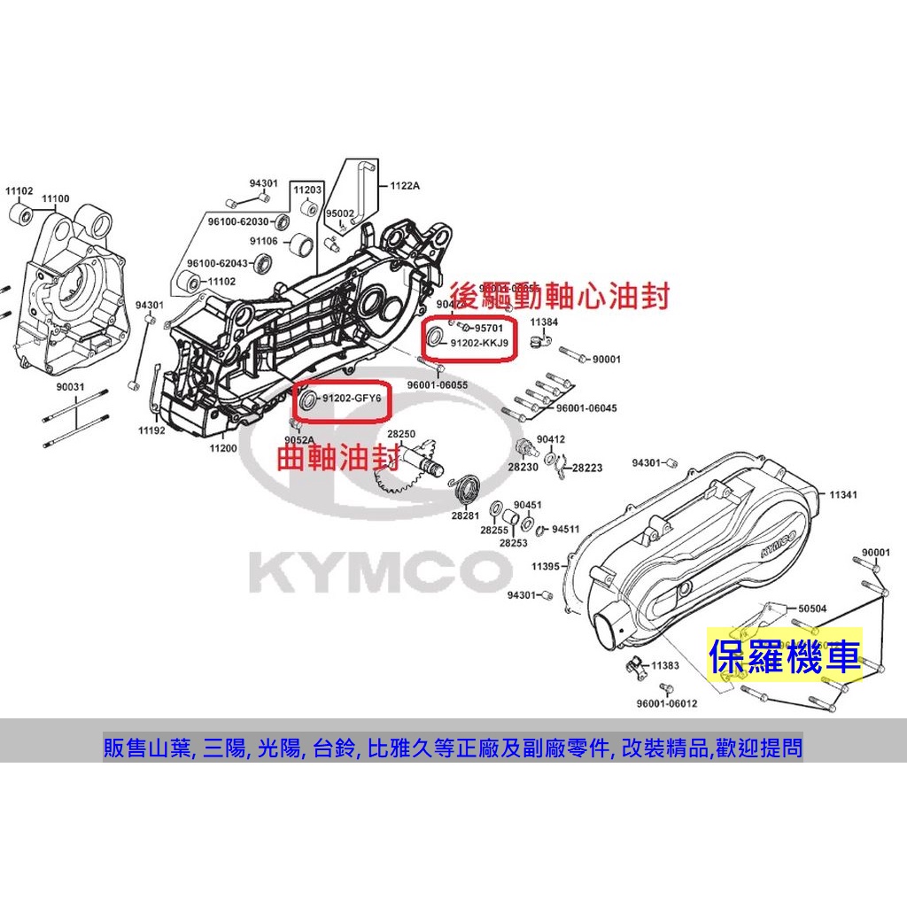 保羅機車 光陽 GP125 傳動油封(曲軸.後驅動軸.後輪軸)