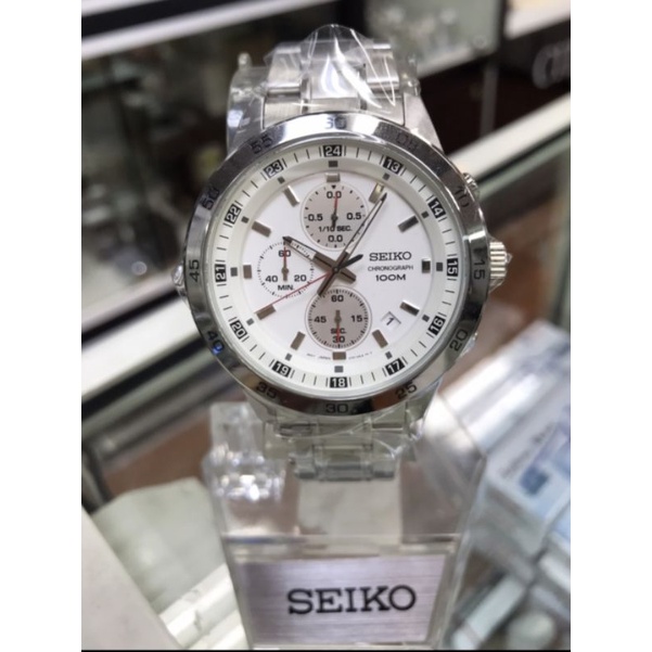 現貨特價 SEIKO精工 真三眼計時賽車錶-白（SKS623P1）男錶 父親節 時尚商務 不鏽鋼錶殼錶帶 生日禮物