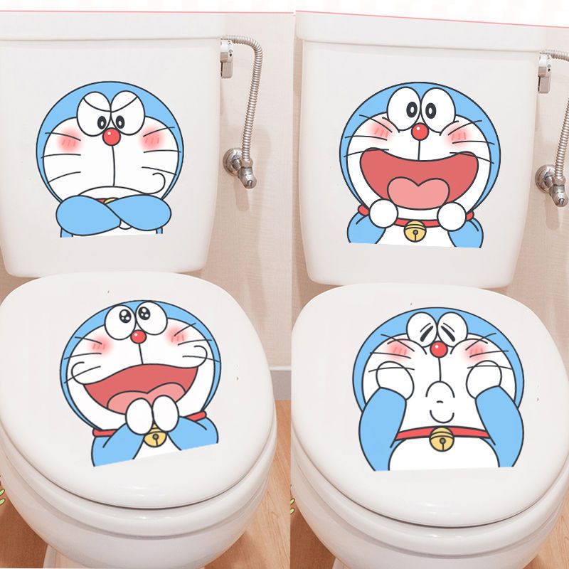 【MOMO生活】叮噹貓馬桶貼畫裝飾 搞笑創意哆啦A夢衛生間廁所坐便蓋防水牆貼紙