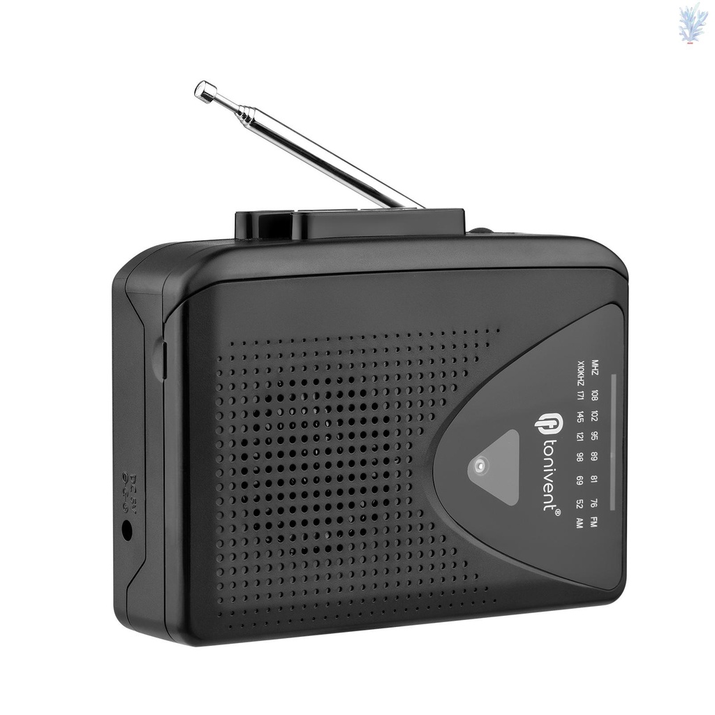 CATW TONIVENT TON009 立體聲卡帶機磁帶機播放軟體FM/AM收音機帶外放喇叭 3.5mm耳機孔 黑色（